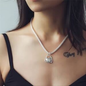 925 Sterling Silver 18 Inch Double Heart Pendant Necklace